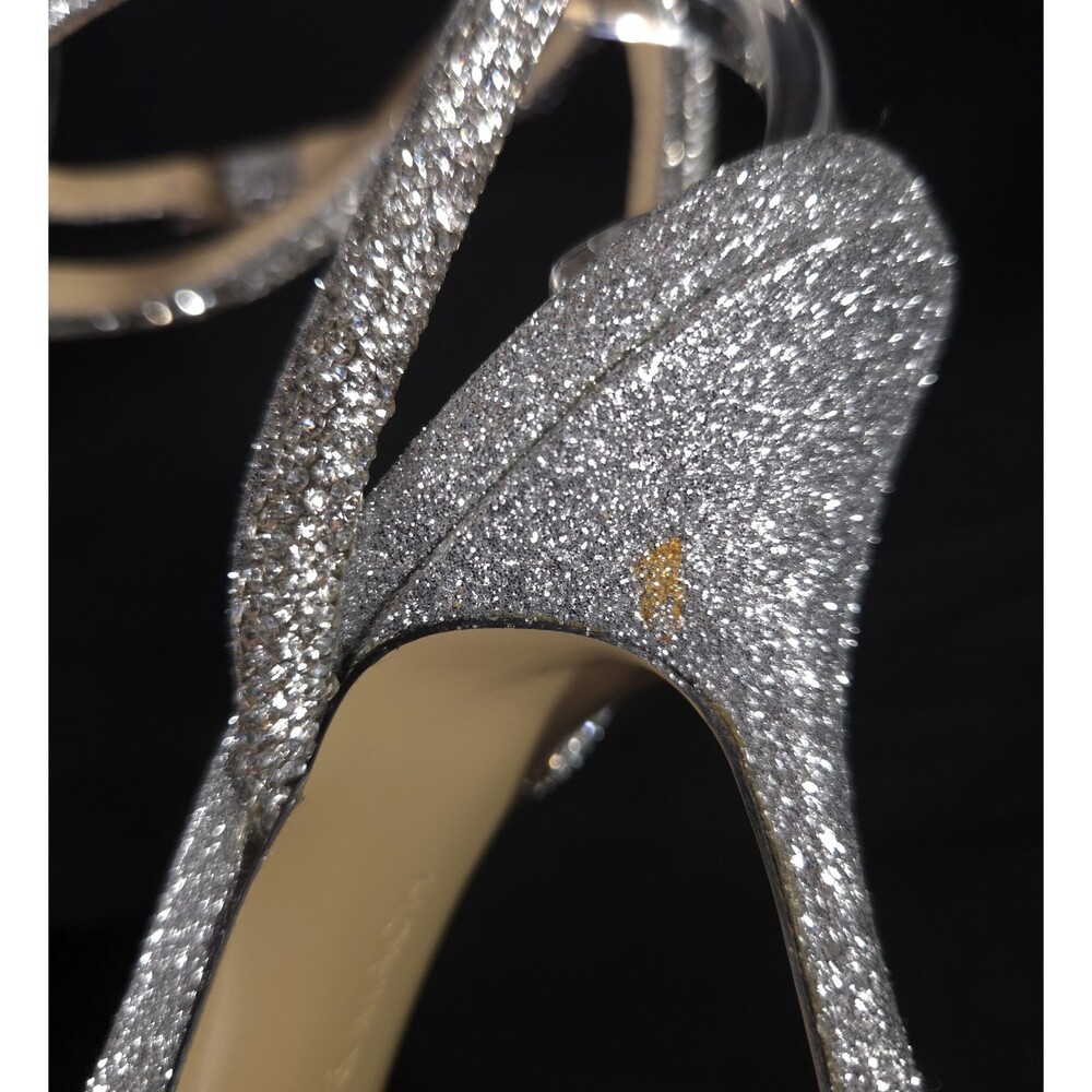 Mach & Mach Glitter Double Bow Pumps US 5 EU 35 Womens Silver Crystal $1100 - Picture 8 of 13